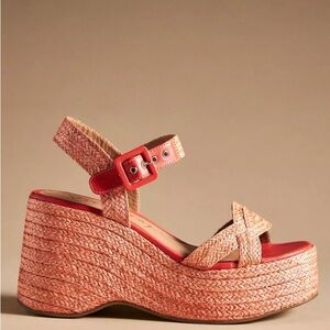 Anthropologie Vicenza Raffia Platform Heels